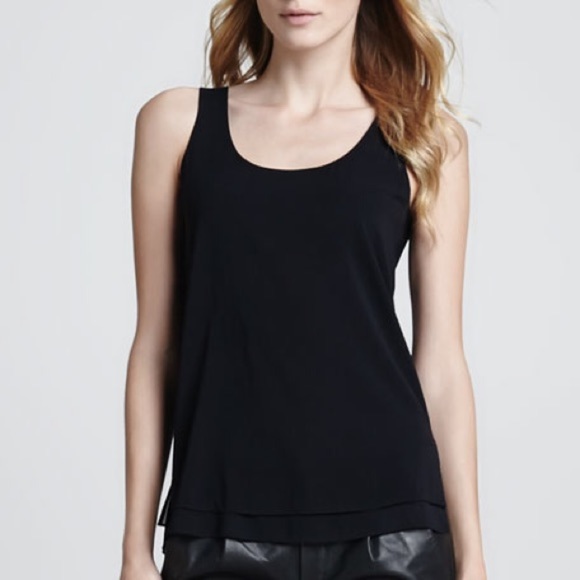 Vince Tops - Vince Double XS Black Layer Chiffon Silk Tank Top